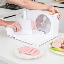 Cogace Foldable Meat Slicer, Electric Food Slicer With RSG 6.7" Stainless Steel Blade, Child Lock Protection, 0-20mm Adjustable Thickness, Food Slicer Machine For Meat Bread Cheese Fruits And Vegetables - White - View 11