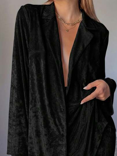 2pcs Women's Autumn/Winter Velvet Pajama Set, Long Sleeve Top And Pants, Thickened Sleepwear Suit