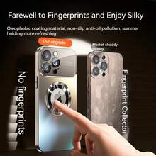 Fashionable Large Window Magnetic Phone Case,For IPhone 16 15 14 13 Pro Max, With Lens Protector,Wireless Charging Case - GRAY - View 5