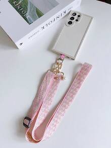 时尚花卉尼龙手机挂绳项链配珍珠吊坠手链，通用配件 - 碎花-頸繩 - 查看 4