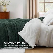 Sherpa Fleece Throw Blanket Couch - Herringbone Pattern Room Decor, Thick And Warm Blanket Winter, GentleSoft Fuzzy Cozy Gifts Women, Dark Green, 50x60 Inches - 02 - Dark Green + Throw (50" X 60") - View 6