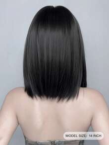 PIAOYUN Peluca de dos tonos plateado y negro para mujeres, de longitud hasta los hombros, recta con flequillo, de fibra sintética resistente al calor, hermosa y esponjosa, para uso diario, fiestas, cosplay, regalos de cumpleaños para principiantes, 16 pulgadas - Flequillo teñido