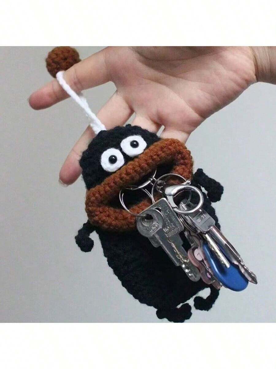 Handmade Sausage Shaped Earphone Case Key Protector Car Key Holder Home Key Pouch Bag Charm For Women Mini Wallet Small Wallet Cute Wallet For Men Wallet Keychain Card Wallet Coin Wallet Gifts For Women Gifts For Men Funny Gifts Dad Gifts Teacher Gifts - Black - View 1