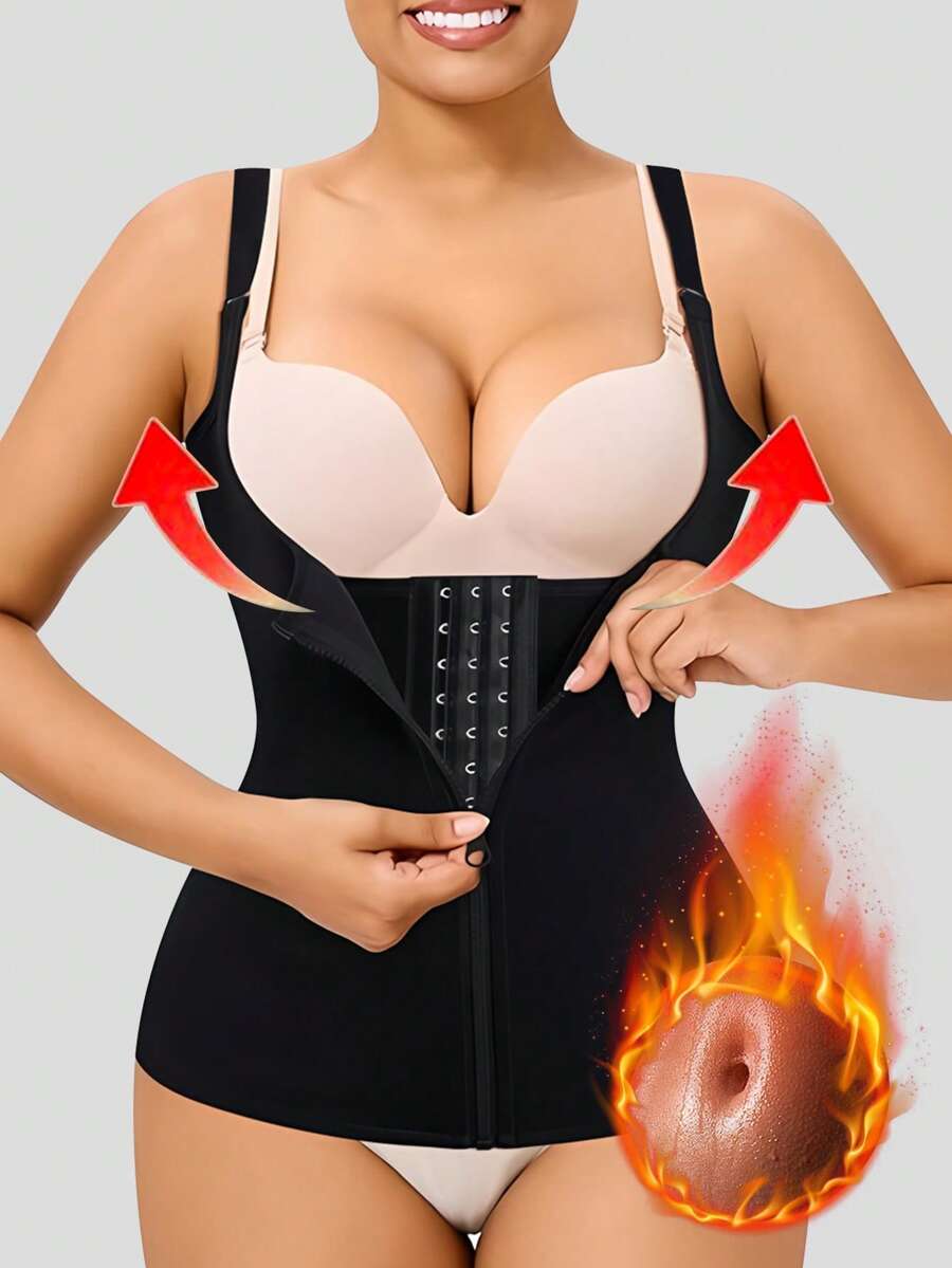 1 Đai định hình eo thể thao cho nữ có khóa kéo, đai nịt ngực bó sát, dây đeo vai có thể điều chỉnh, đai định hình eo và bụng, đai nịt bụng tập luyện, đai xông hơi, đai hỗ trợ bụng, đai định hình eo khi chạy bộ yoga, quà tặng tuyệt vời cho bạn bè - màu đen - Xem 1