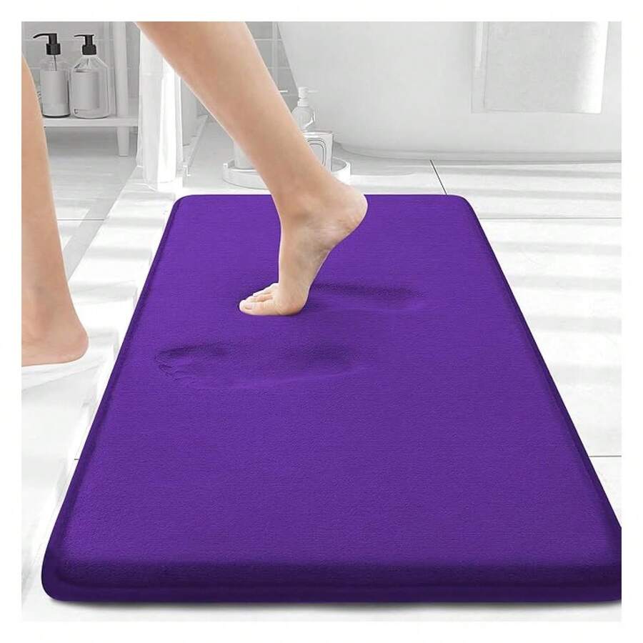 Memory Foam Bath Mat 30x20, Extra Soft And Absorbent Bathroom Mats, Non Slip Washable Carpet For Floor, Shower And Tub, Deep - 多色67 - 查看 1