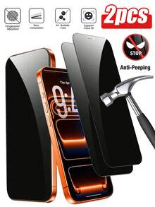2片装隐私钢化玻璃屏幕保护膜，兼容 17 Pro Max [真正的28°隐私保护] [9H硬度] [易于安装] 兼容17/15/16/14/11/12/13 Pro Max/Xs/Xr/7/8 - 黑色 - 查看 9