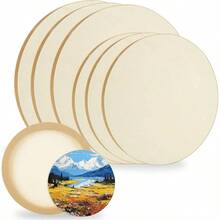 6PCS Unfinished Round Wood Panels, 8'' And 12'' Dia Wood Canvas Boards Painting, 3/4 Inch Deep Round Wooden Cradle Boards, Wooden Art Boards Crafts, Art Projects, Pouring Arts - Gỗ - Xem 2