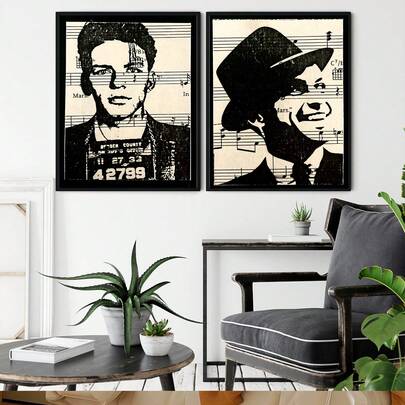 2pcs Inspired Ornament,On Fly Me To The Moon Sheet Music,Canvas Wall Art Decoration, Home Decoration, Room Decoration Aesthetics, Room Decoration Items, Living Room Decoration. Optional Frame, Room Decoration.Frameless