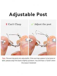 XUJIA 1 Pair (1.38 Carat + 1.38 Carat) Moissanite Earrings, 925 Sterling Silver, 4mm And 2mm Round Cut Moissanite Earrings, Fashion Earrings For Women, Jewelry Gift - Silver - View 6