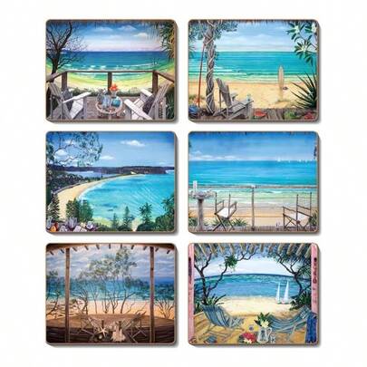 Coastal Verandahs Coasters 6 Pieces Set