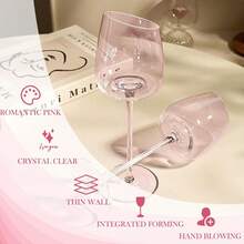 Set Of Two Slanted Pink Crystal Wine Glasses: Handmade, Lead-Free, Suitable For Special Occasions And Everyday Use, Beautifully Packaged In A Gift Box, 500ml Capacity.