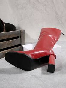 Westlicher Stil Plateau-Absatz Quadratische Zehenkappe Stiefeletten, Neue Herbst/Winter Cowboystiefel, Knöchelhoch, Slim Fit Britischer Stil Stiefel