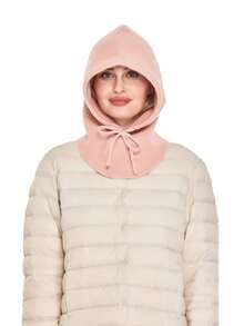 1pc Unisex Knitted Wool Balaclava, Warm Neck & Face Protector - Pink With Slits - View 25