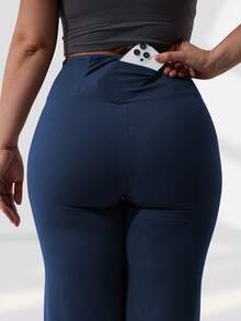 Plus Size Warm Thick Women Yoga Pants, Wide Leg Comfortable Loose Straight Casual Jogging Sports Leggings, Multi-Pocket Warm Women Trousers