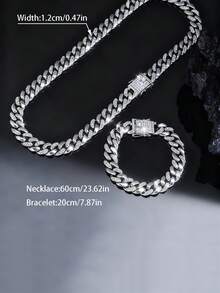 两件套经典新款链项链套装，搭配同款手链，金色嘻哈风格链条颈链首饰套装，情人节、生日、日常及派对佩戴的精美礼物