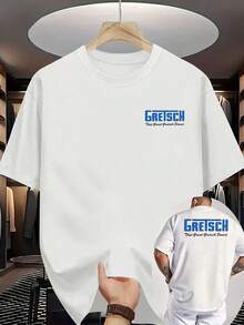 [Sporty T-Shirt]Summer New Men's Casual T-Shirt With Ribbed Crew Neck And Short Sleeves, Made Of Knitted Fabric For A Refreshing And Comfortable Feel. Features Double-Sided Printing With A Gretsch Tone Pattern, Ideal As A Printed Summer T-Shirt Top For Men's OutdoorRelaxed Plus Size T-Shirt - trắng - Xem 2