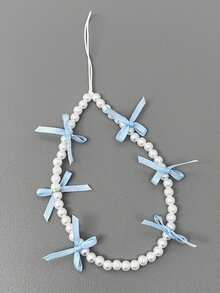 Pink Bow Pearl Charm Bracelet - 3 Bow Design - Phone Case Accessory - Plastic Material - Multicolor - View 9