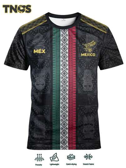Herr- och tonårsfotbollströja, Mexiko kortärmad fotbollströja, bekväma sportkläder lämpliga för fotboll, utomhusaktiviteter, fotbollsmatcher, träning, fitness, fritid, en idealisk present till män, spelare och fotbollsentusiaster