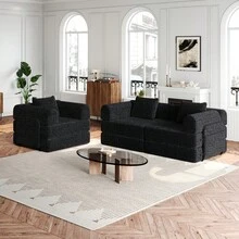 Sofa Bed Set - Hitam + Chenille + 3 Dudukan - View 8