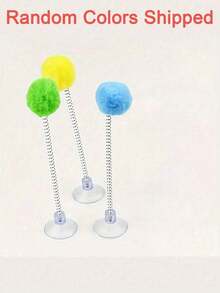 色彩鲜艳的互动猫玩具，配有毛绒球、金属弹簧逗猫棒和吸盘底座 - 无需电池，经久耐用，适合所有品种猫咪，激发狩猎本能和玩耍乐趣，狩猎模拟玩具，活力猫玩具，毛绒球玩具，室内猫玩具