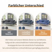 Sofa Bed With Bed Function, Adjustable Angle, Gold Legs, With Pillows And Side Storage Pockets - Blue Gray + Foam + 2 Seat - View 7