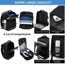 EZUOLA 40x20x25cm von Ryanair zugelassener Reiserucksack, unisex Handgepäck Tasche, 15,6" Laptop Rucksack für Schule, Arbeit, Wandern, mit ergonomischen Schultergurten und Stauraum unter dem Sitz, geeignet für Kurzreisen, Reisetasche, Wochenendtasche, Tasche mit großem Fassungsvermögen, Reiseorganizer, Kreuzfahrt- und Urlaubsutensilien für Männer und Frauen - Dunkelgrau - Übersicht 6