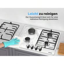 IsEasy Gas Hob With 4 Burners, Stainless Steel, Built-In Appliance, 59 Cm, 7200 W, 4 Cooking Zones (2700 W + 1750 W + 1750 W + 1000 W), Domino Gas Hob For Propane And Natural Gas, Suitable For All Pots - EU C Type Plug(220-240V) - View 4