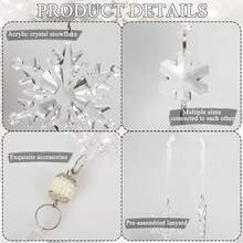 18-Piece Christmas Ornament Set, Christmas Tree Decorations, Crystal Christmas Ornaments, Hanging Acrylic Snowflakes And Icicles With Ribbon. - 彩色 - 查看 7