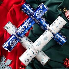 8 Pack 10 Christmas Party Table Favor Non-Snap With Blue And White Snowflake Design With Party Hat Joke And Little Gift Inside For Xmas Gift Christmas Seasonal Holiday Dinner Traditions