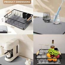 Dish Drying Rack With Stone Drying Mat Diatomaceous Earth Dish Drying Mat For Kitchen Counter Dish Drainers With Dish Drying Mat - Black - View 4