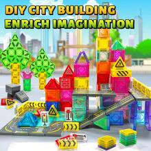 Magnetic Building Block Set With Iron Box, STEM Sensory Toy Education Building Block Imitates Road Driving Perfect Birthday Gift Random Color Christmas Halloween Gift, For Boys And Girls 3 Years Old+ - 彩色 - 查看 2