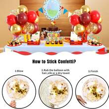 Red & Gold Balloons Set With Gold Confetti Balloons - Burgundy Metallic Gold Thick Latex Balloons For Wedding, Bridal Shower, Anniversary, Valentine's Day, Birthday, Graduation, Baptism, Party Decorations - Multicolor - View 7