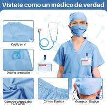 Laboratorio para Niños Niñas, Disfrace de Halloween para Niños, Disfraz De Doctor Personaje Infantil Con Blanca Y Camiseta Y Pantalone, Juego de Roles para Niños de 3 a 15 Años, Regalo Niños - Morado - Ver 3