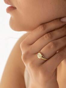 1pc Customized Ring, Laser Engraved Name, Personalized Initial Ring, Monogram Letter Ring, Single Letter Ring, Gift For Her, Personalized Jewelry