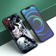 Skull Skeleton Flowers Black Silicone Phone Case Covercompatible with Apple  12 13 Mini 11 14 15 16 Pro Max 7 8 Plus,Covercompatible with  17 Hülle, 17 pro Hülle, 17 promax Hülle - 10 - Übersicht 9