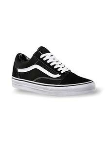 Vans Old Skool 系列男女通用休闲运动鞋，舒适轻便，缓震透气，速干，弹性好，防滑，纯色设计，易于搭配，适合健身、日常通勤、购物、旅行、街头穿搭、学校、办公室、下班后休闲等场合，常规版型，黑色 VD3HY28 - 黑色 - 查看 5