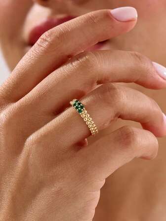 1pc S925 Sterling Silver Elegant Double-Layer Ball Zirconia Ring, Versatile Jewelry Gift For Women, Suitable For Daily Wear, Parties And Holidays