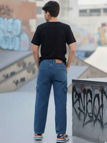 Wide-Leg Loose Jeans With Balloon Detail For Boys And Teens - 平均的 - 查看 8