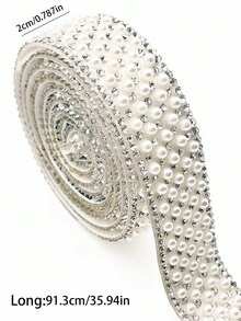 1 pieza Tira de diamantes con perlas, Cinta de diamantes autoadhesiva, Accesorio de strass DIY, Cinturón de ropa, Tira de código de accesorios - Multicolor - Ver 7
