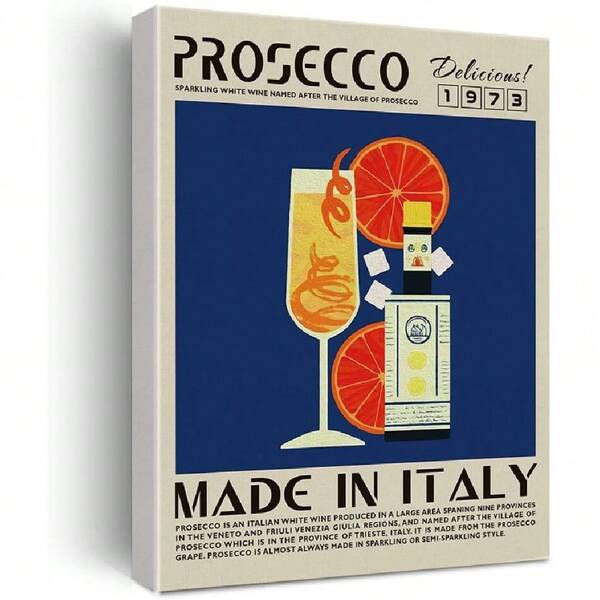Pósteres divertidos para dración en lona de cóctel, diseño de Prosecco, 12 x 15 puadas, dración moderna para el hogar, cocina, bar (enmarcado),27660975