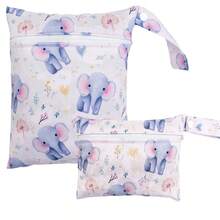 Bolsa impermeável reutilizável para roupas de banho, viagens, praia, piscina, banho, fraldas, roupas de ginástica e ioga sujas, artigos de higiene pessoal e para guardar itens na creche. Possui um bolso com zíper (tamanhos P e M).