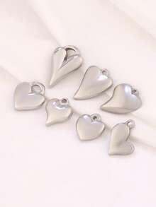 3 piezas de encantos de acero inoxidable con forma de corazón para hacer joyas DIY, hallazgos, aretes, pulseras, collares, decoración colgante - colgante - Ver 3