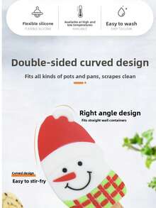 Christmas Cream Scraper, Beechwood Household Kitchen Baking Dessert Cake Spatula With Silicone Scraper - Multicolor - View 6