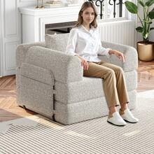 Chenille 2-In-1 Sofa Bed With Armrest Storage, Three Metal Frames, And Multiple Configuration Options. Two-Piece Set - Khaki + Chenille + 1 Seat - View 12