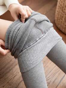 120G/200G/300G 竖条纹纯色保暖紧身裤，厚款保暖压缩紧身裤，适合秋冬季，适合 -5°C~25°C