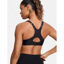 SYROKAN Women's Full Support High Impact Racerback Lightly Lined Underwire Sports Bra - Solid Black - View 3