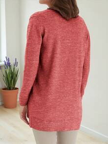 Suéter Cardigan Dama Comodo De Moda #SensaciónDelujo #EstiloRomanticoDeSanValentín - Rojo Jaspe - Ver 2