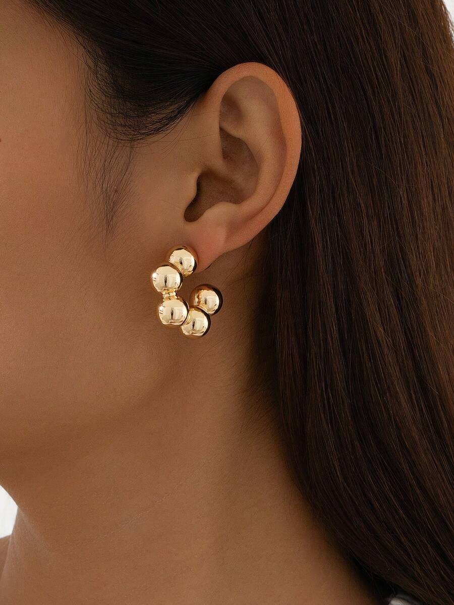1 Pair 3D Spherical Hoop Romantic Style Decorative Earrings, Suitable For Women To Wear For Dating And Shopping - Earrings - View 1