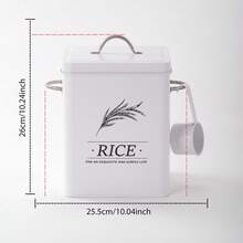 1 Metal Rice Bucket, Large Capacity Grain Storage Tank, Moisture-Proof And Insect-Proof Sealed Jar, Suitable For Rice, Grain, Wheat Flour, Dog Food, Pet Food, Household Fresh-Keeping Rice Warehouse, Kitchen Supplies - White - View 14