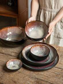 Thickened Ceramic Food Plate, Middle East New Year Serving Dish, Kitchen Restaurant, Microwave Oven, Dishwasher Available Big Bowls, Middle East Festival Tableware